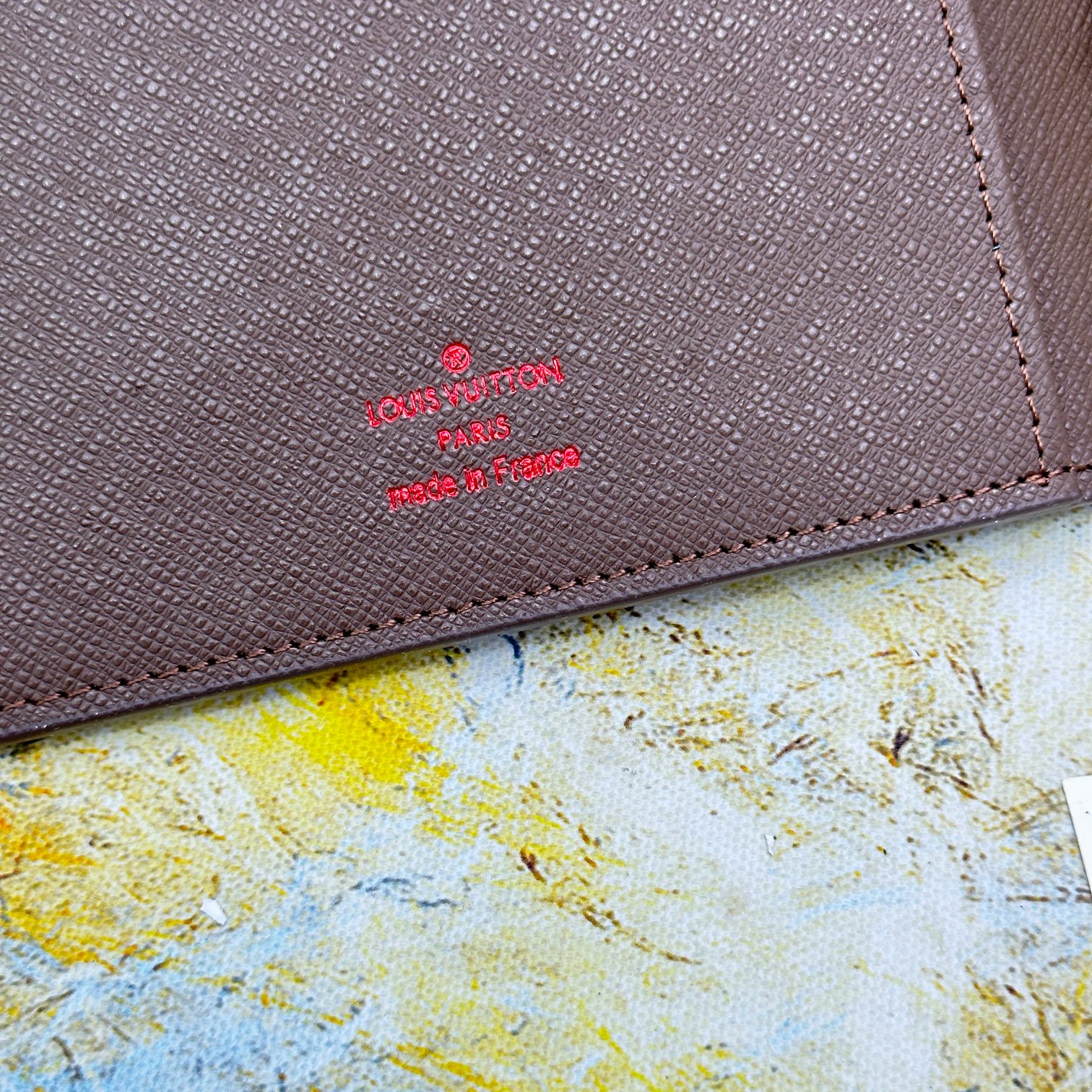 Close up of notebook binding.