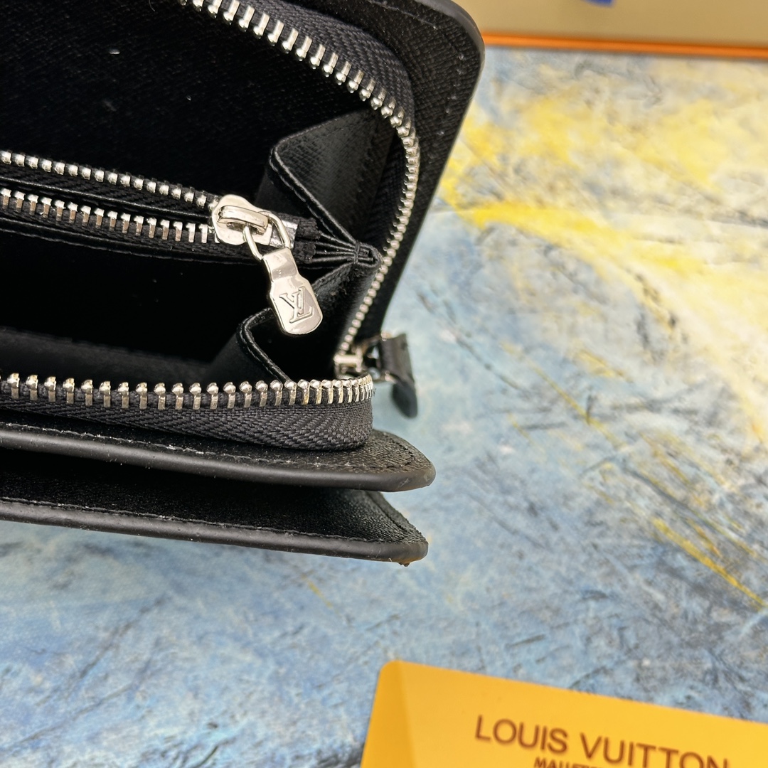 Classic leather long wallet held in hand