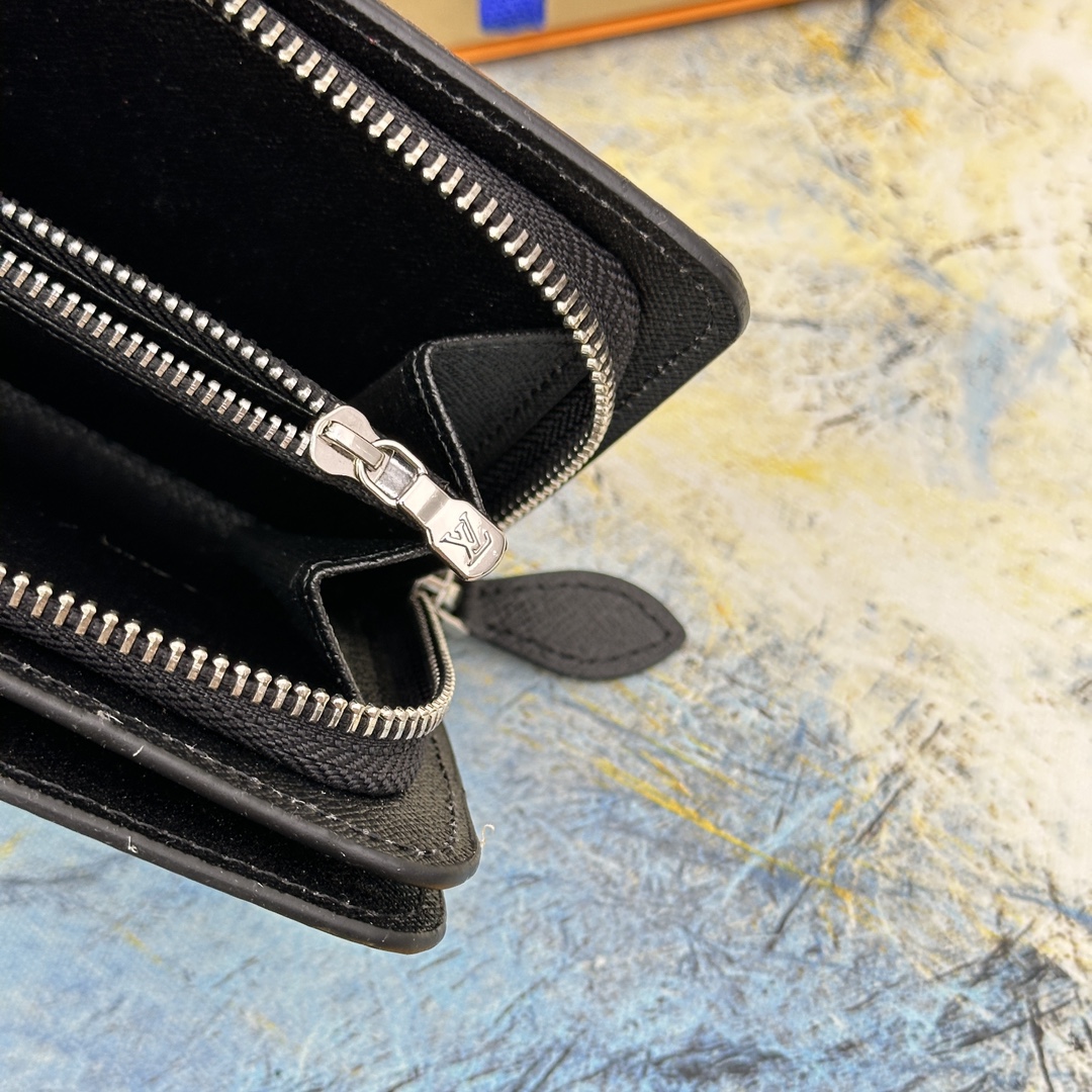 Premium leather long wallet held in hand