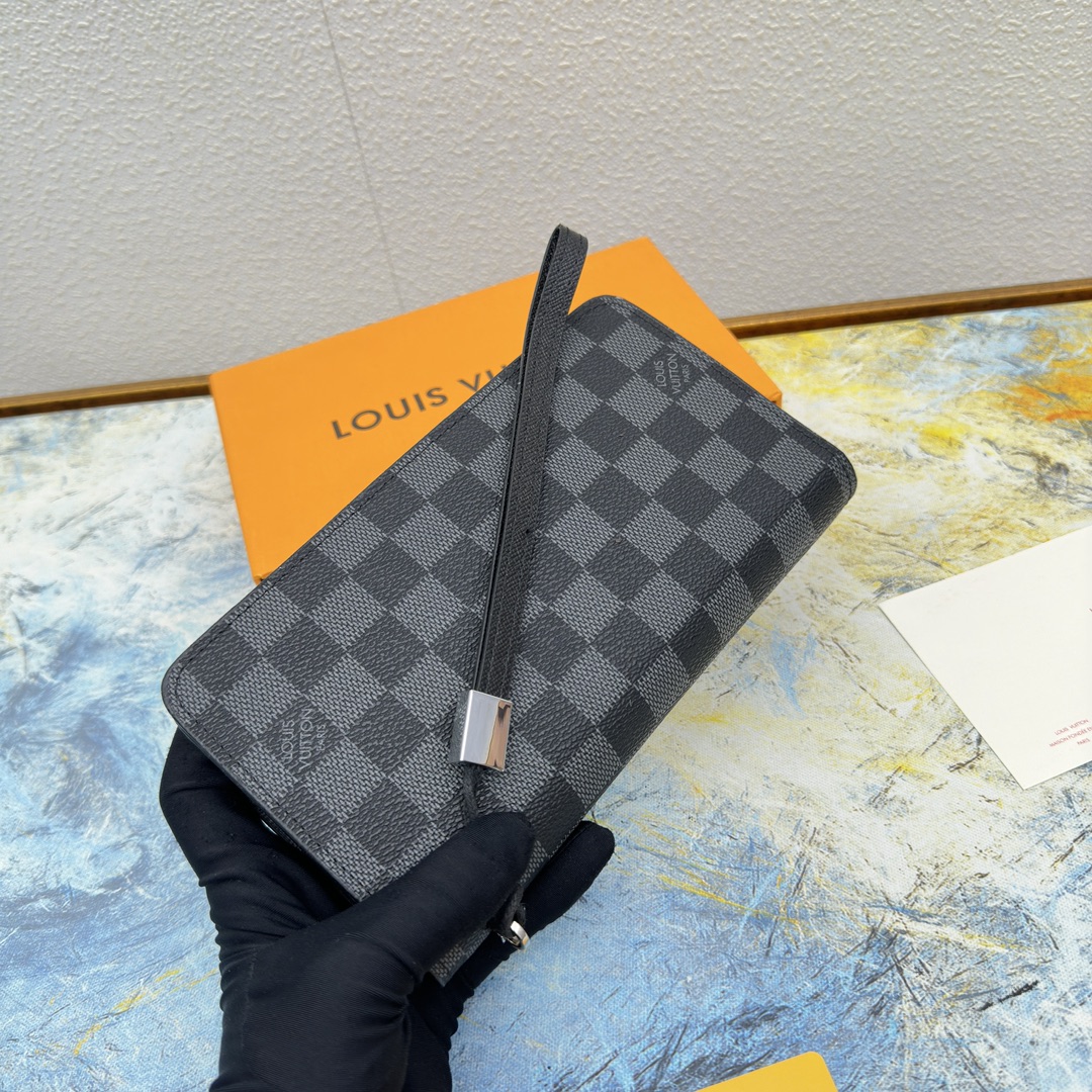 Open view of the premium leather long zipper wallet showing interior compartments