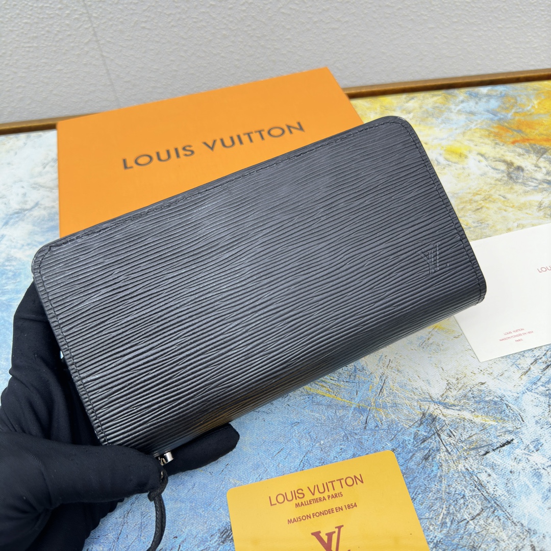 RFID Blocking Leather Long Wallet - Front