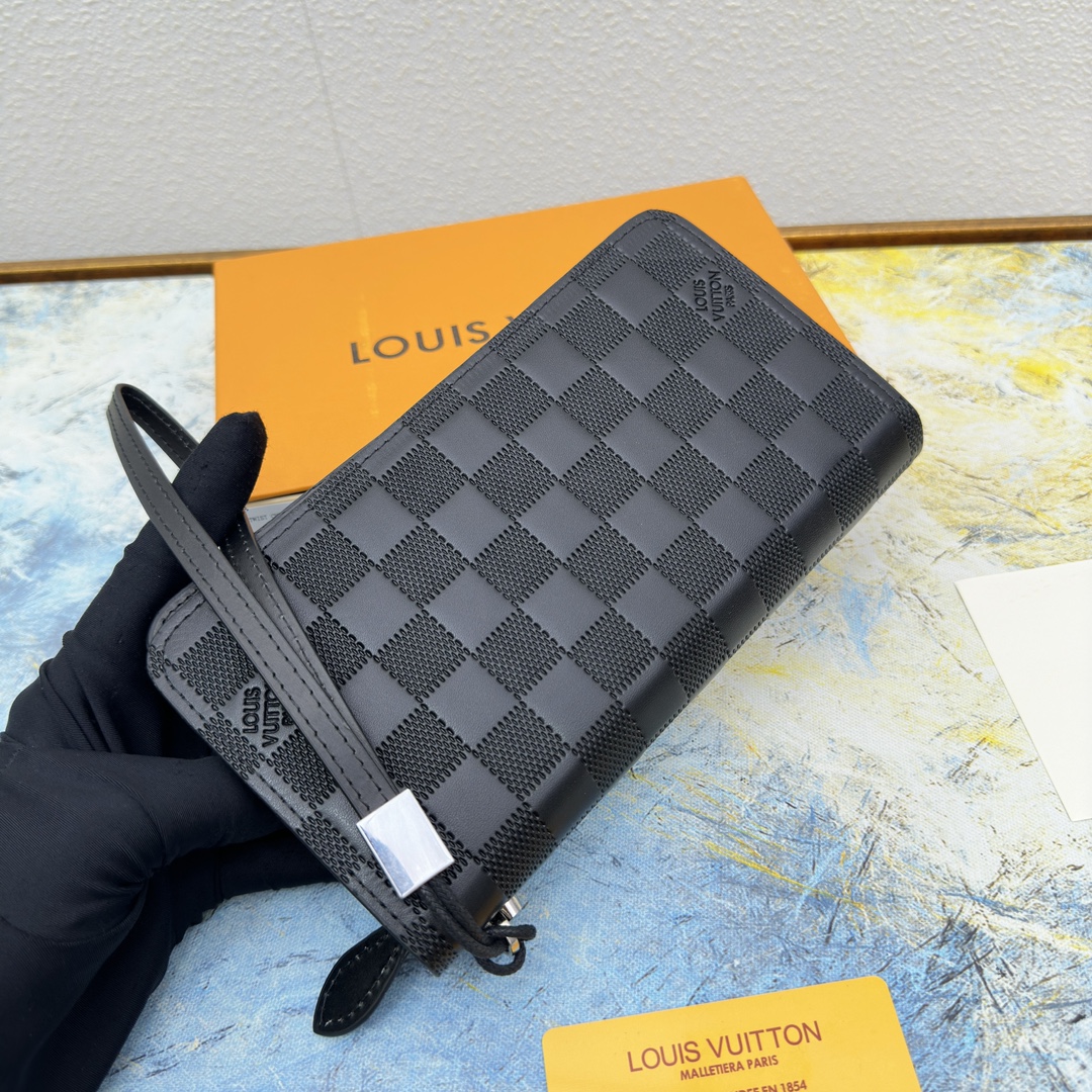 Long leather wallet open view with card slots