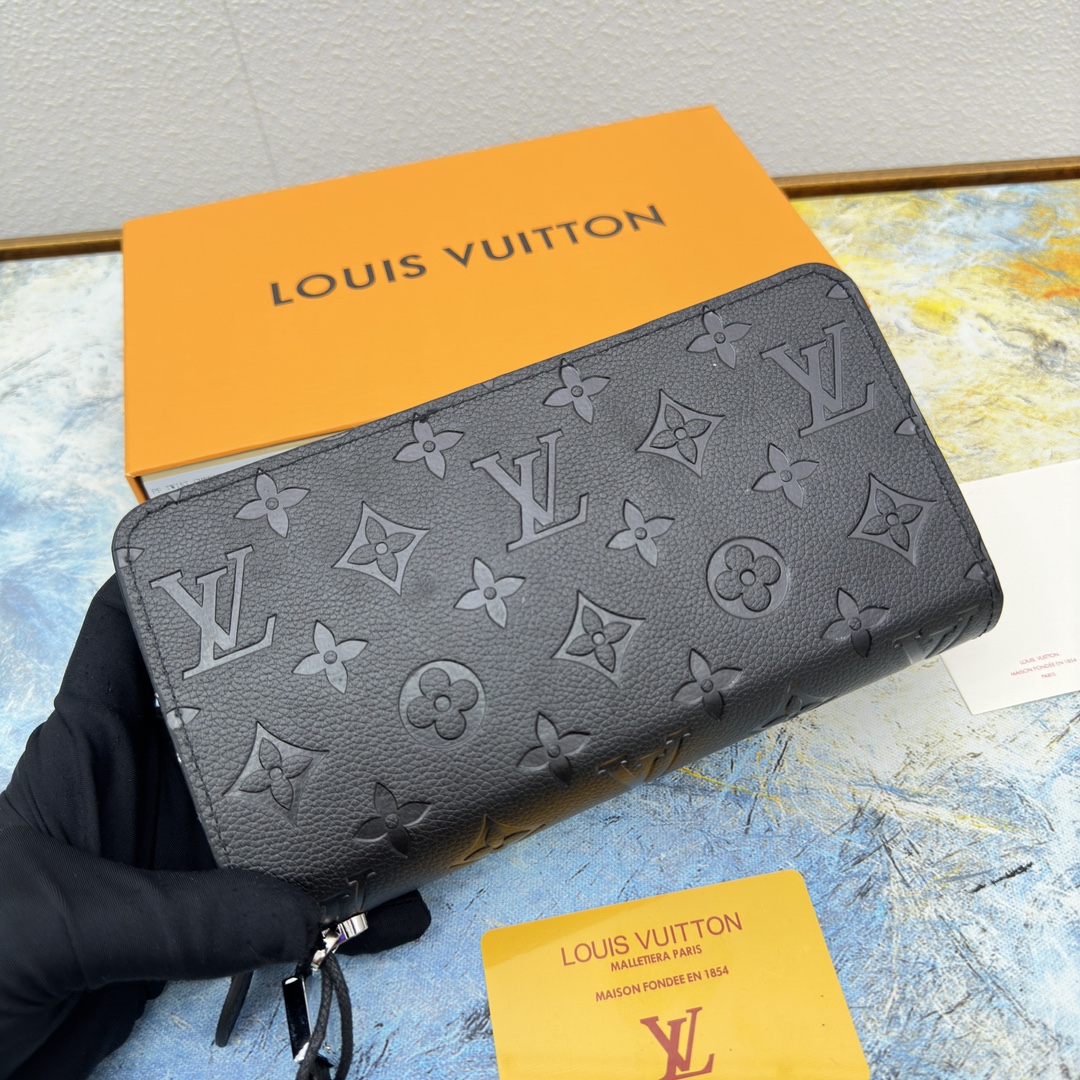 Premium leather long wallet front view