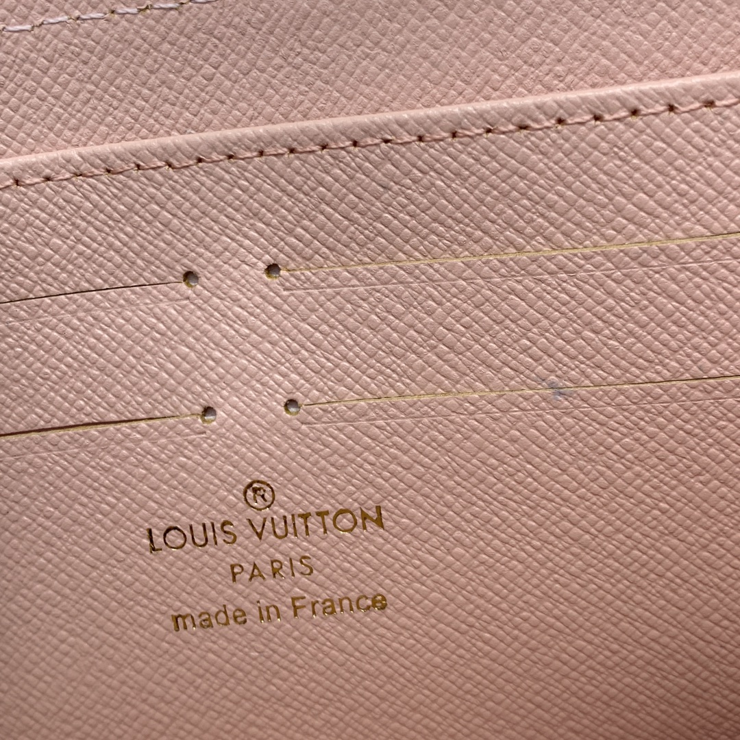 ルイ・ヴィトン Zippyラウンドファスナー財布 ホワイトチェック＆ピンク