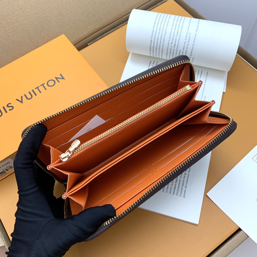 ルイ・ヴィトン Zippy ラウンドファスナー財布 オレンジトリム