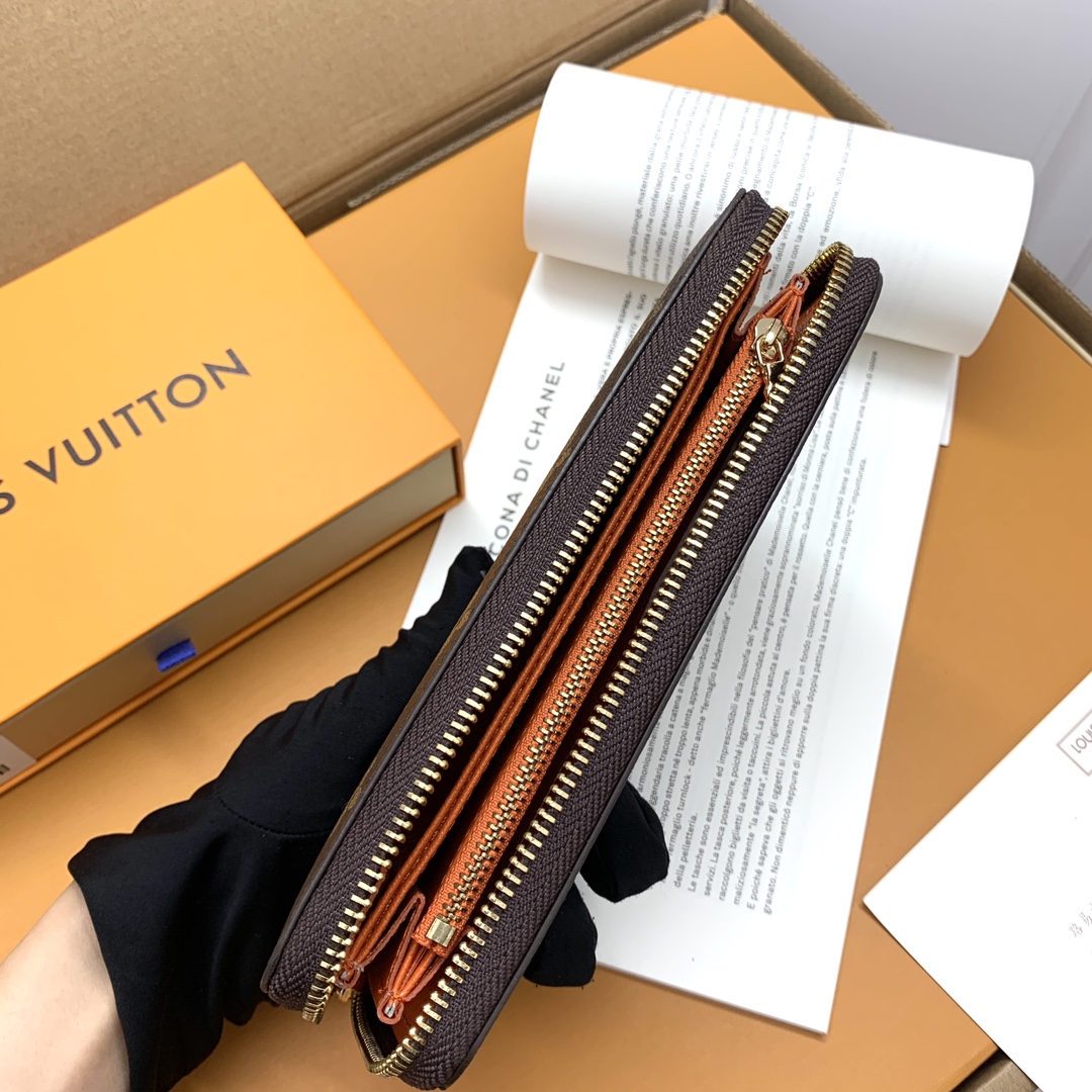 ルイ・ヴィトン Zippy ラウンドファスナー財布 オレンジトリム