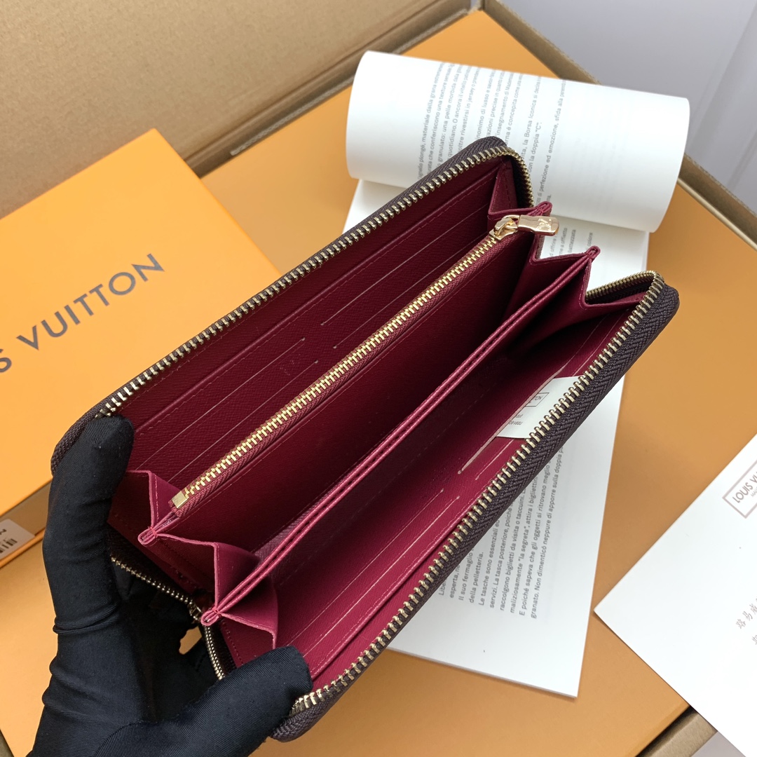 ルイ・ヴィトン Zippyラウンドファスナー財布 紫紅色
