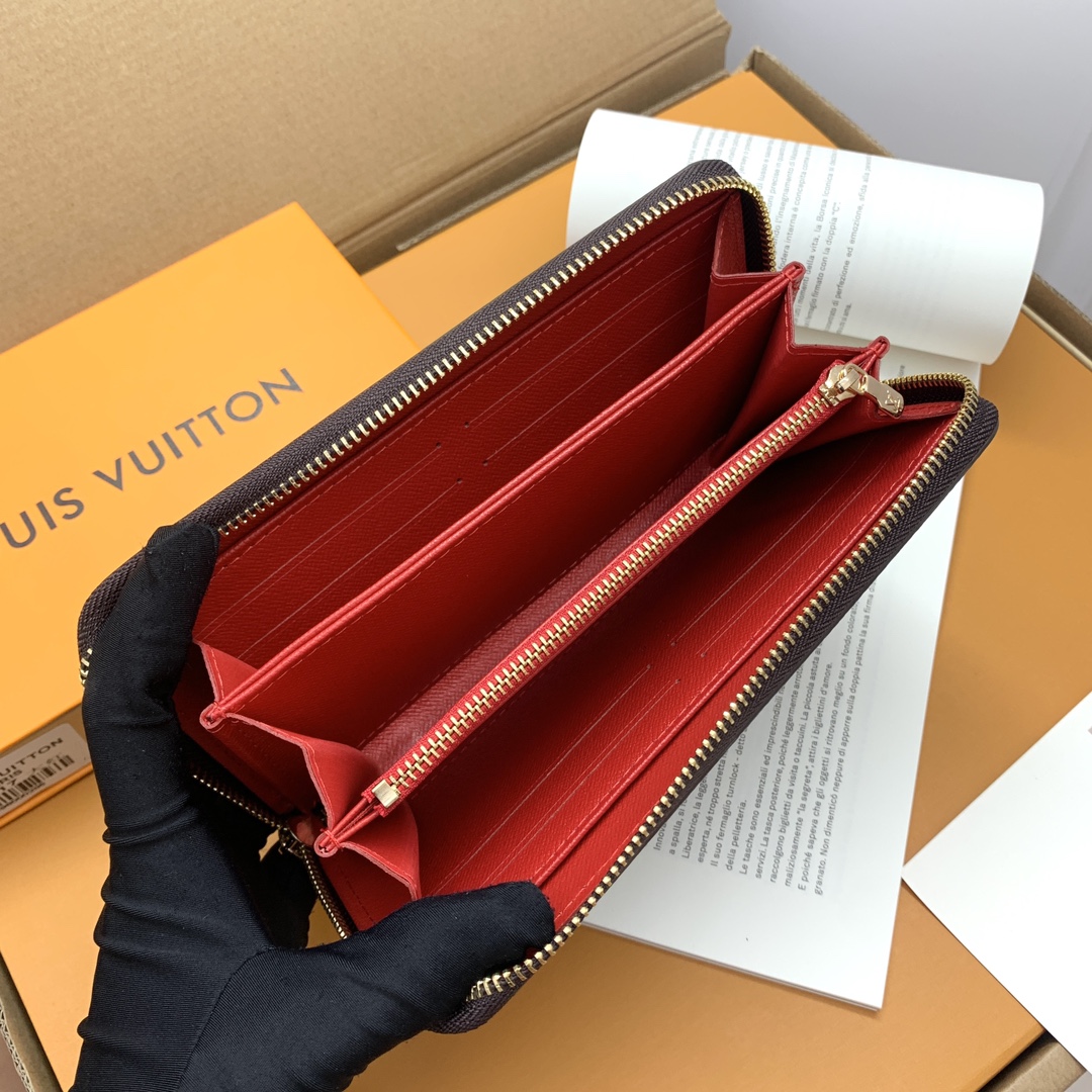 ルイ・ヴィトン Zippyラウンドファスナー財布 老花配赤