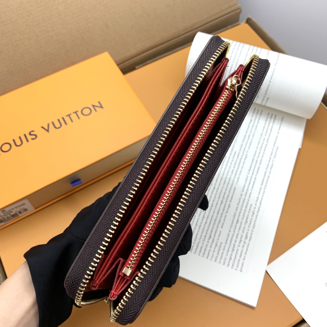 ルイ・ヴィトン Zippyラウンドファスナー財布 老花配赤