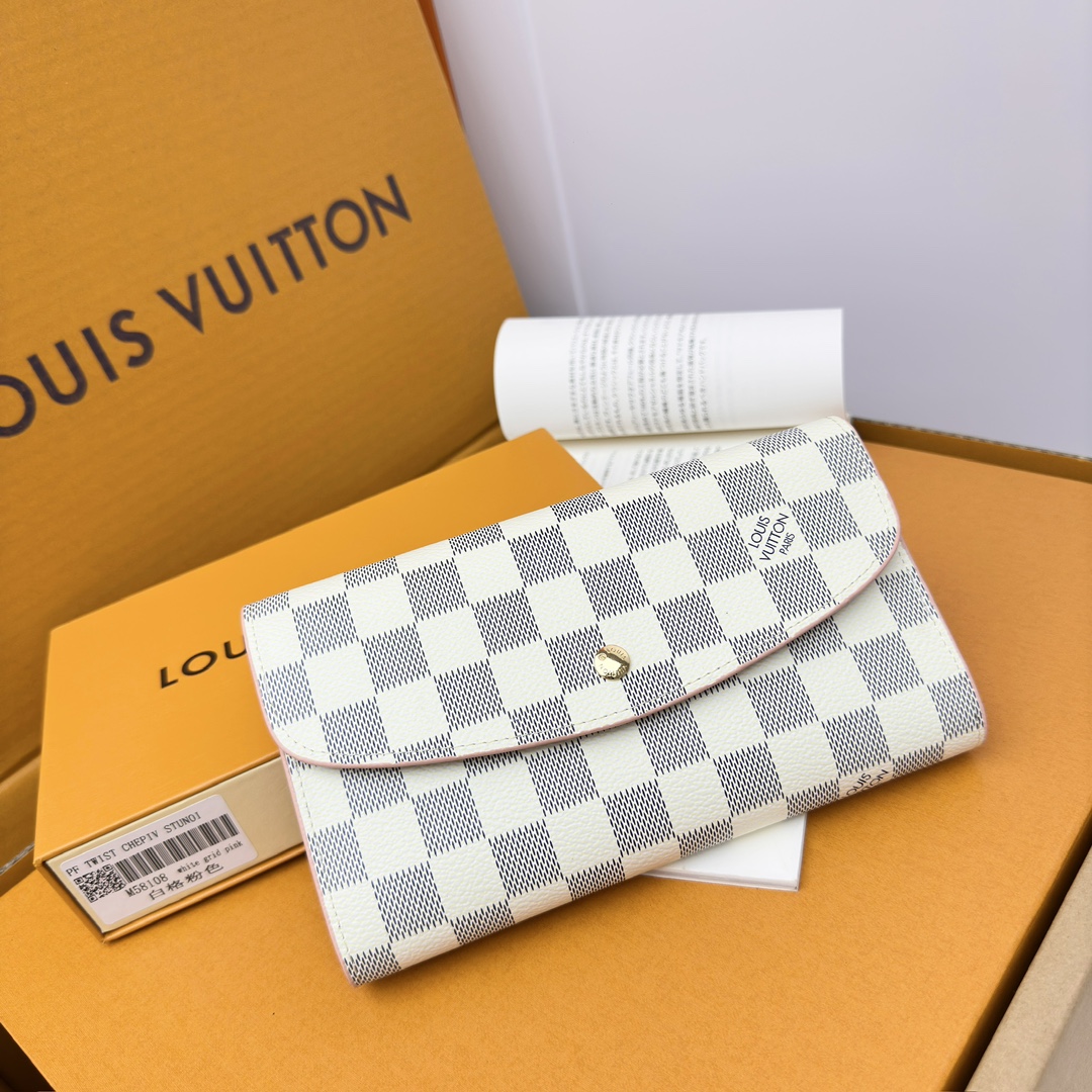LV M58108 ホワイトチェック ピンク トートバッグ