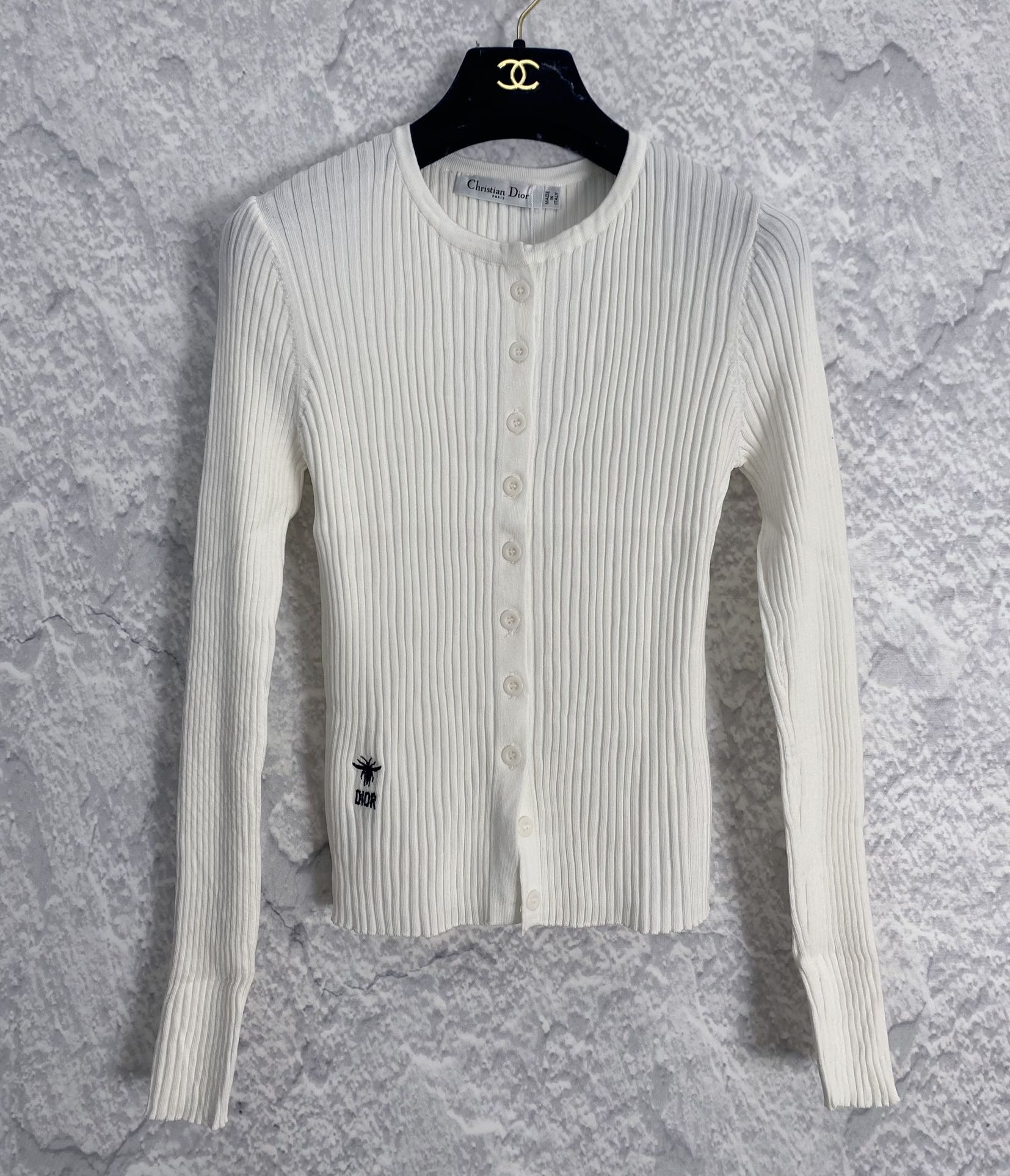 Dior Cheap
 Clothing Cardigans 1:1 Replica
 Black White Embroidery Knitting