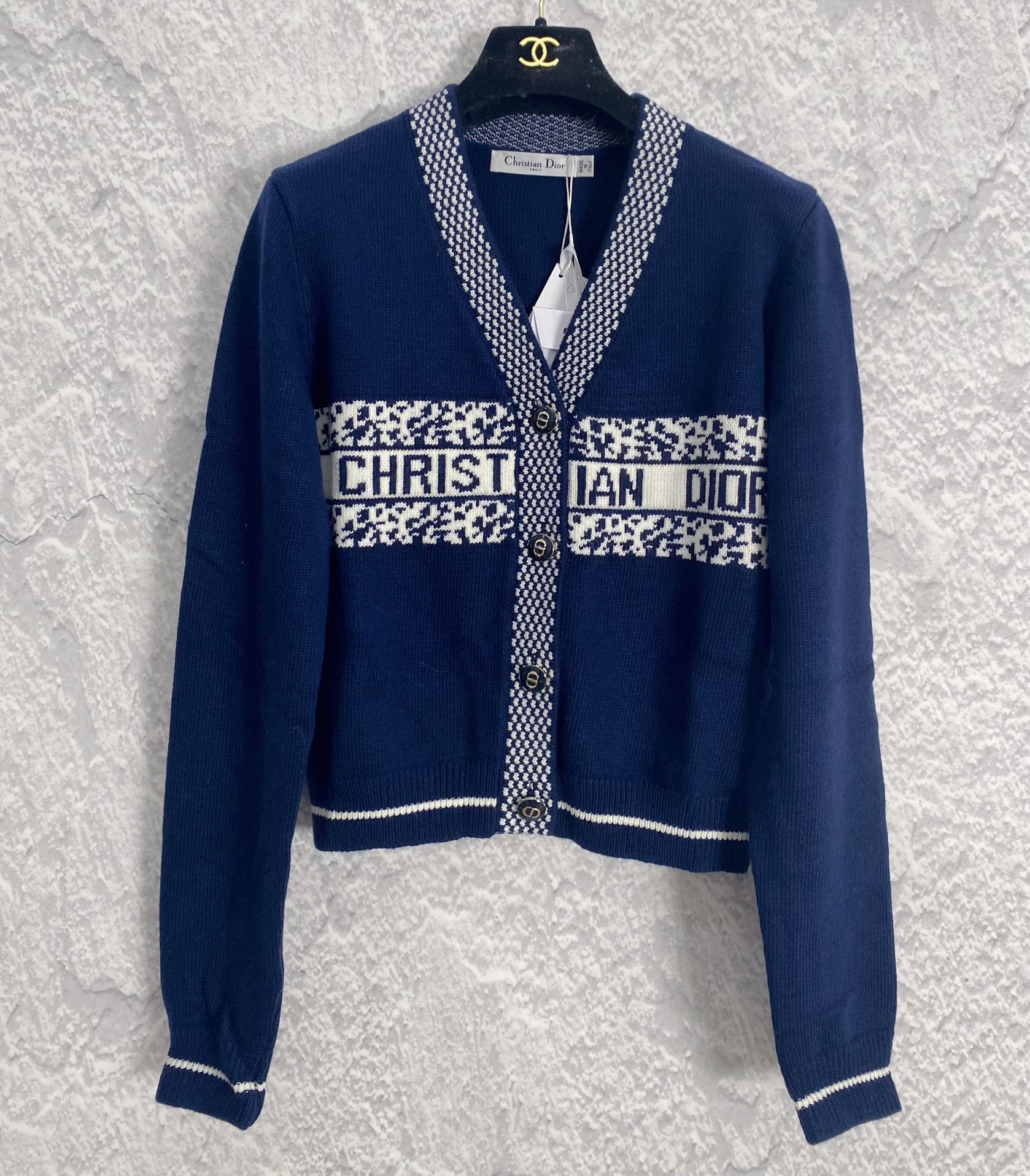 Magasin
 Dior Vêtements Cardigans Bleu Blanc Tricot