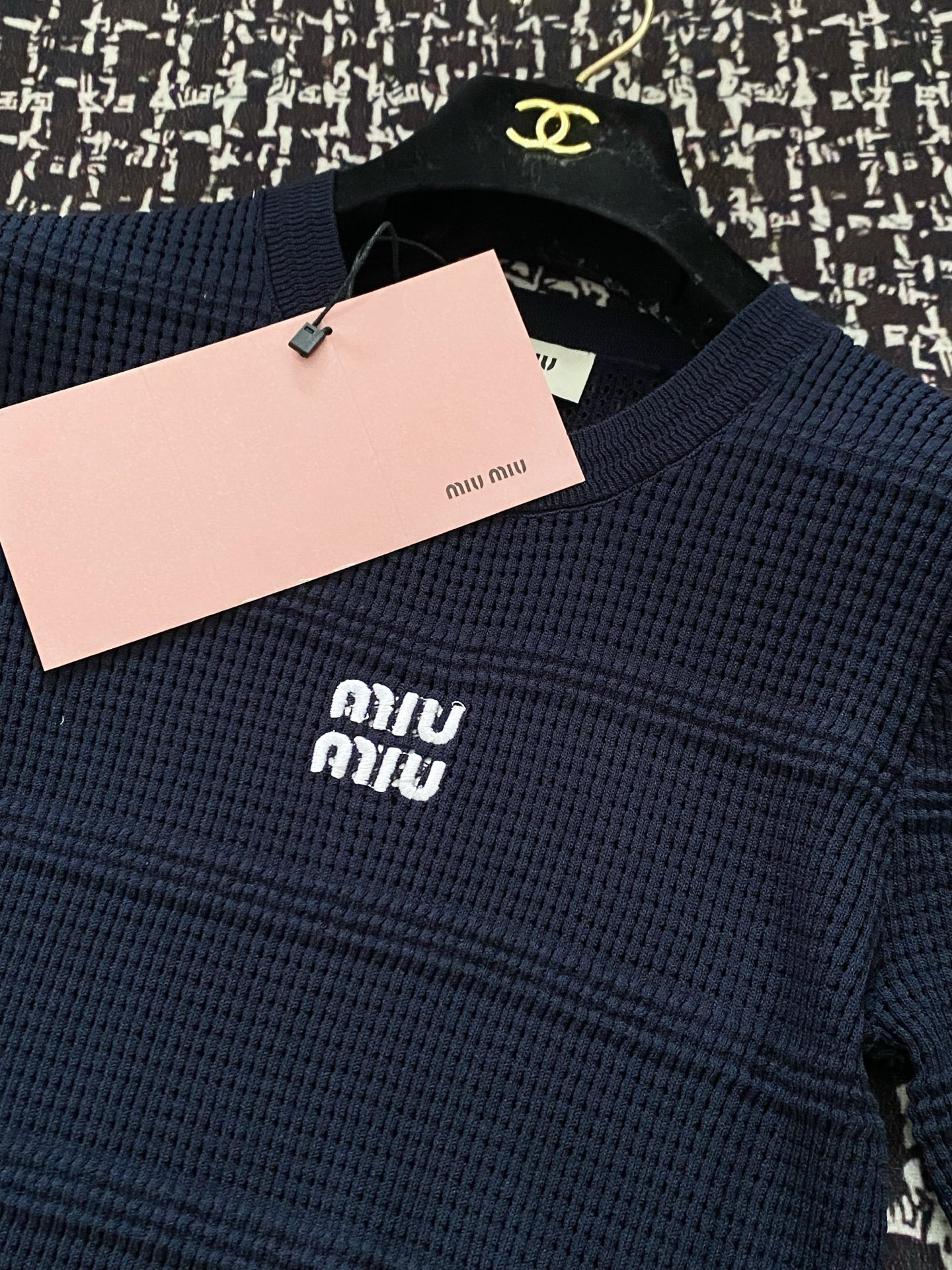 Miu Miu Women's Blue Short Sleeve Logo Embellished Slim Fit T-Shirt 3 i1746510682418 7813 0 2