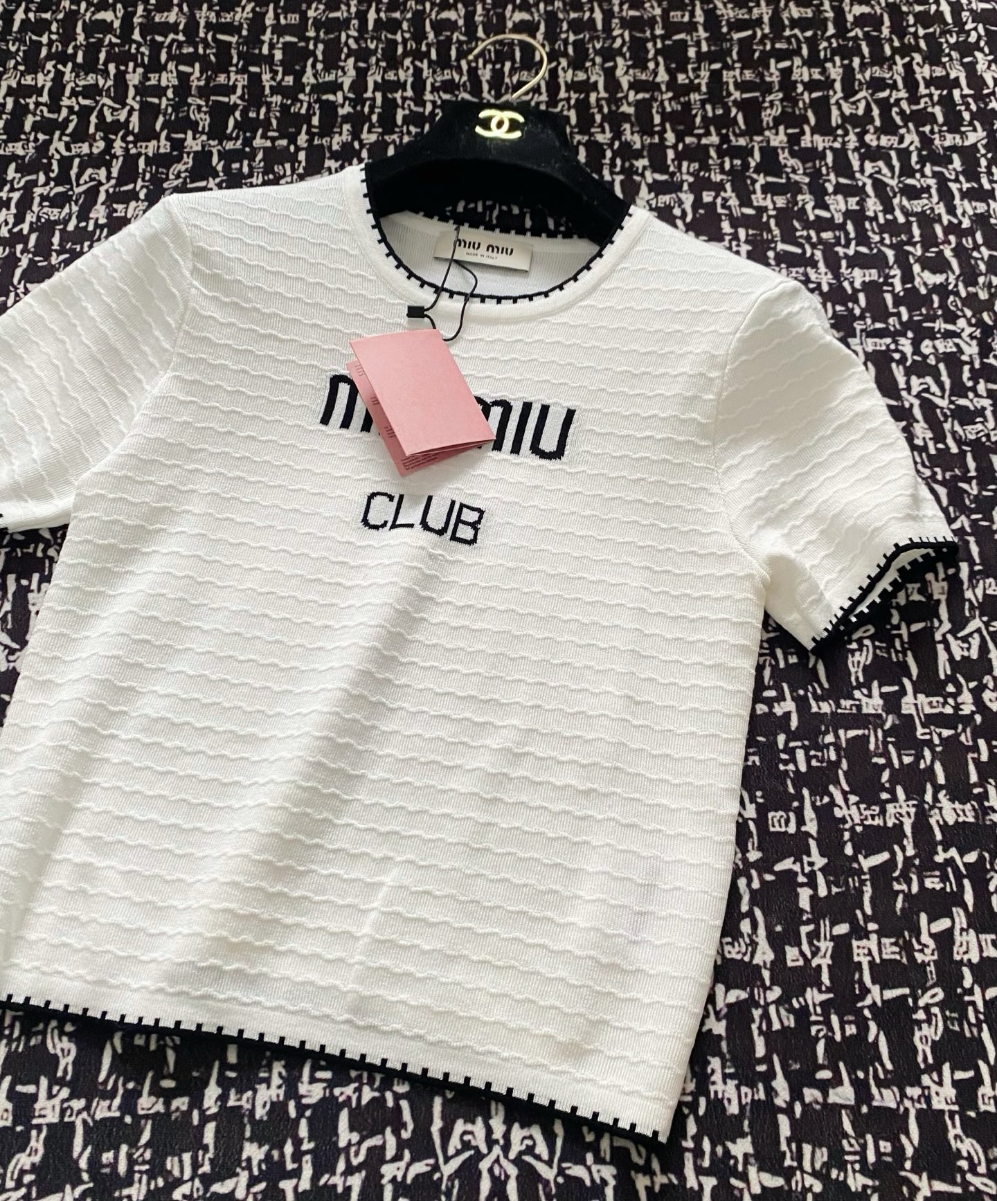 Miu Miu Women's Logo Embellished Short Sleeve Top - Slim Fit & Versatile