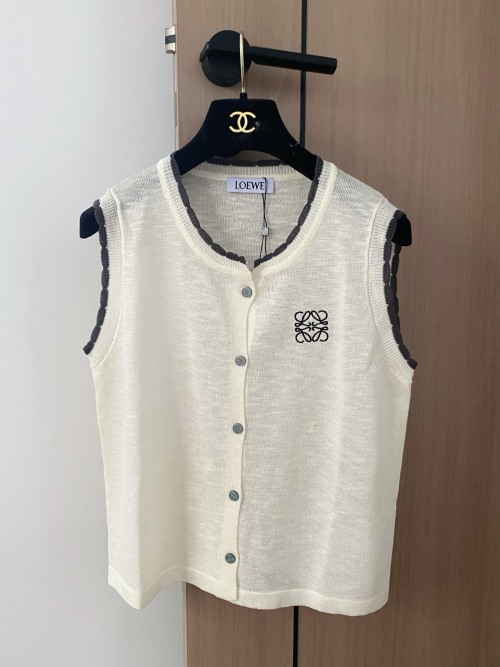 Loewe Sleeveless Knit Cardigan with Embroidered Logo | Slim Fit Vest 1 Loewe Sleeveless Knit Cardigan with Embroidered Logo | Slim Fit Vest
