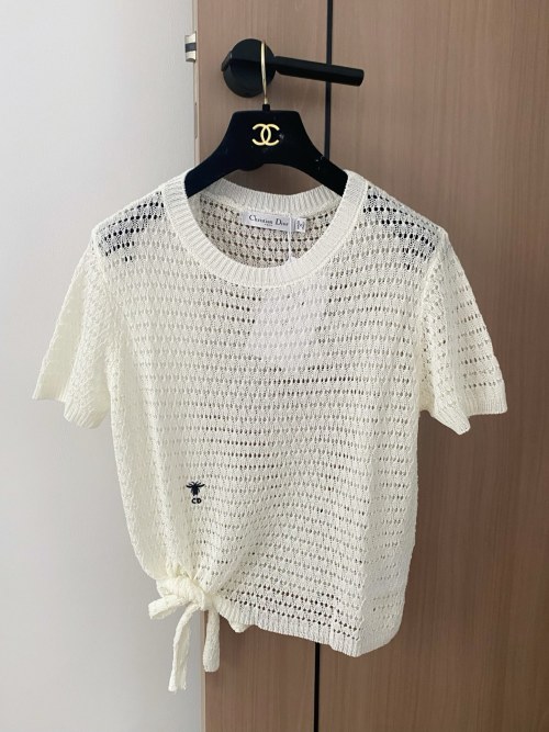 Dior 25 New Women's Embroidered Logo Short Sleeve T-Shirt Slim Fit 1 Dior 25 New Women's Embroidered Logo Short Sleeve T-Shirt Slim Fit