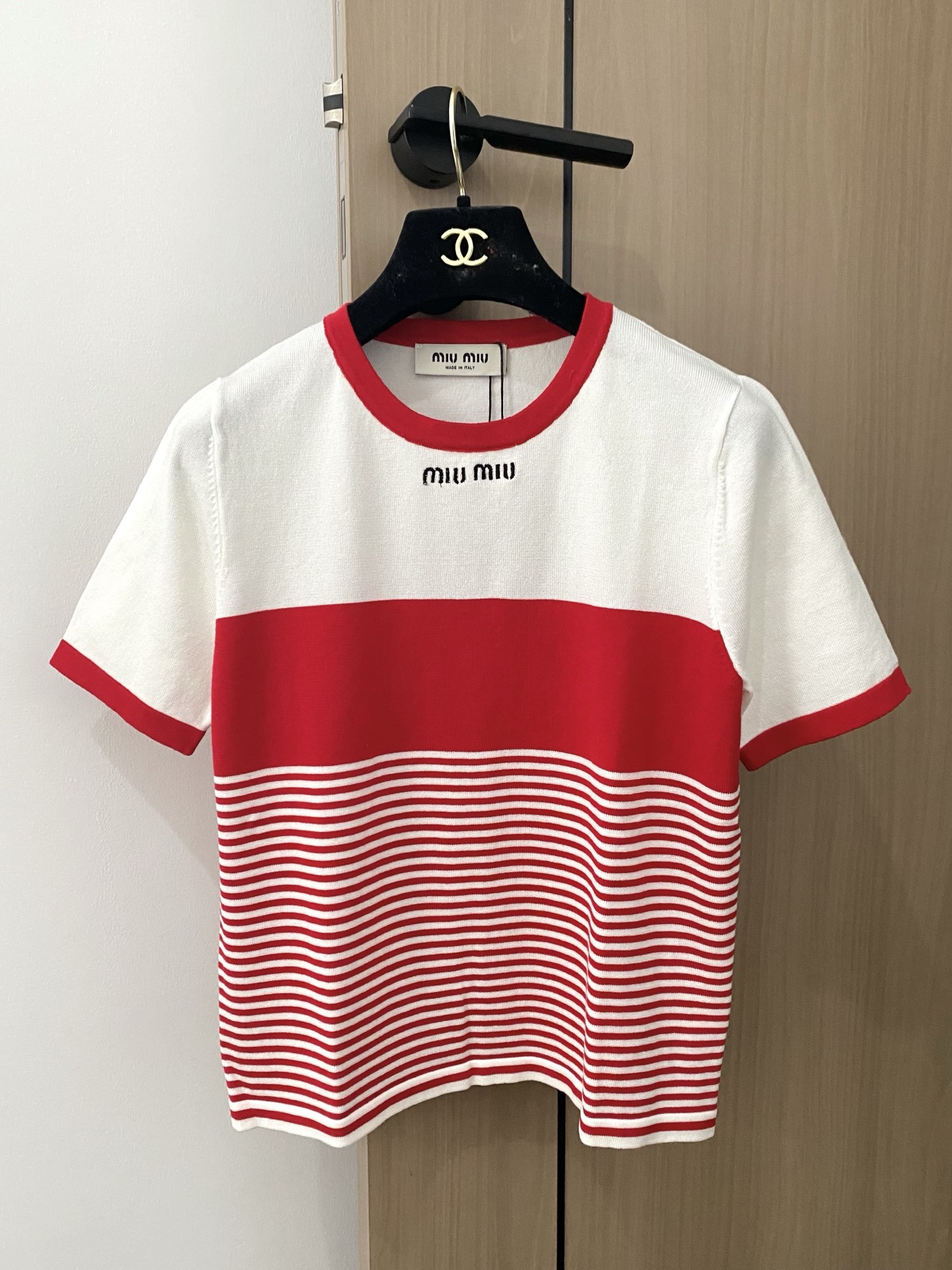 NO:432628,New striped short-sleeved embroidered logo embellishment, age-reducing upper body and versatile size //, T-shirt, alexander wang19860909新款 条纹短袖 刺绣logo点缀修饰 减龄上身显瘦百搭 码数//,,T-shirt,alexander wang,Women's clothing