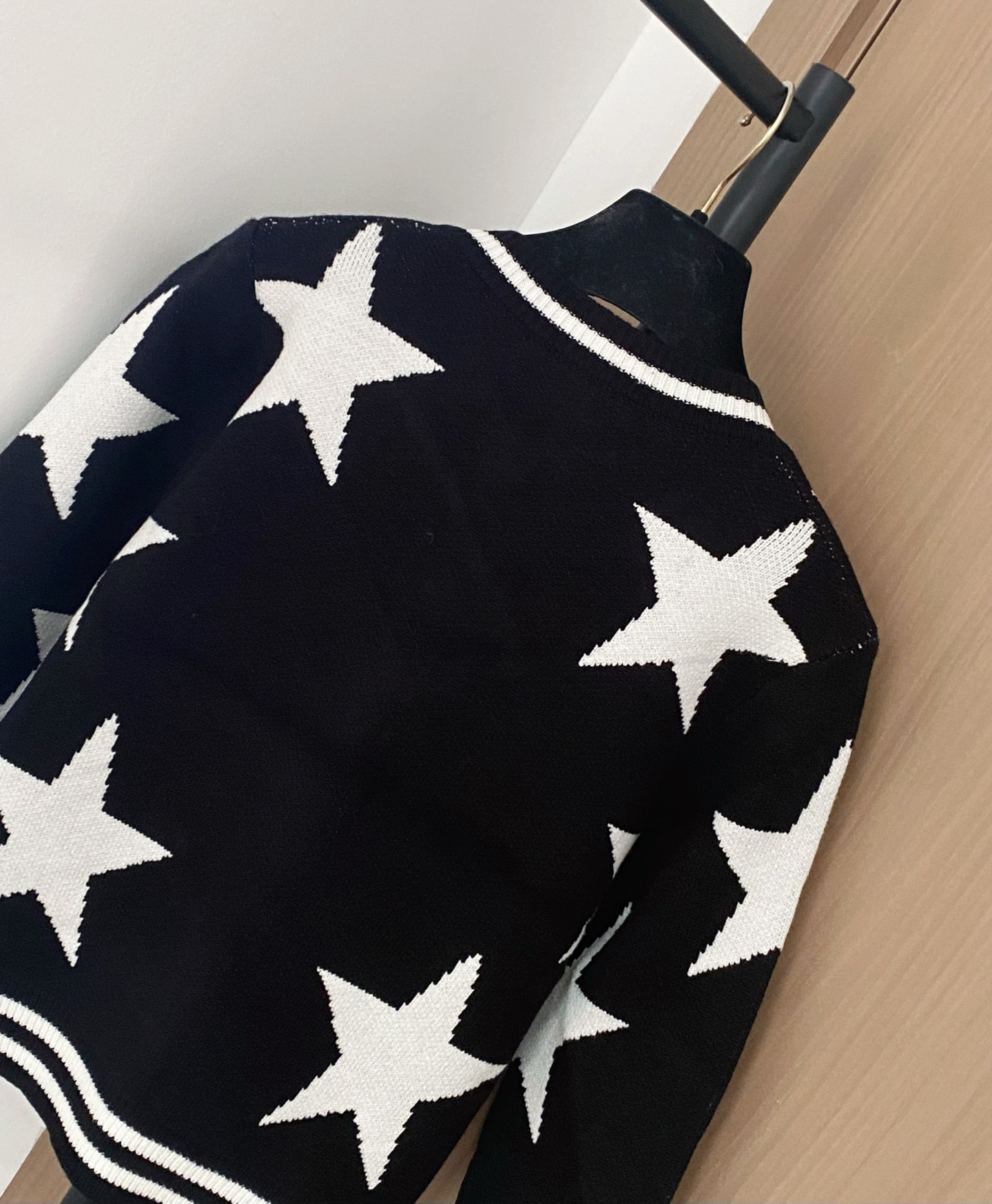 Balmain Women's Star Print Cardigan with Gold-Tone Button, Black and White 8 i1756357688693 3379 0 6