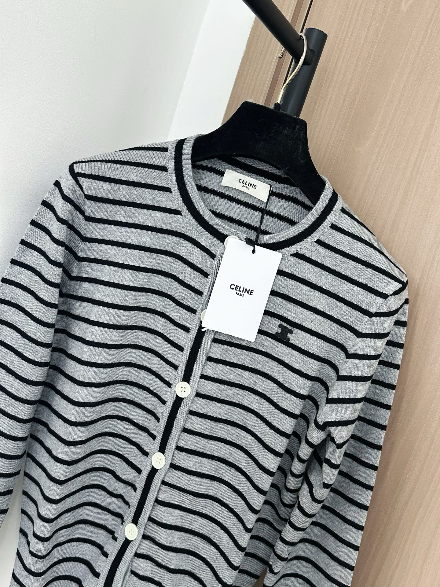 Celine Striped Knit Cardigan with Logo Detail - Fashionable & Chic 4 i1756528461922 5379 0 2