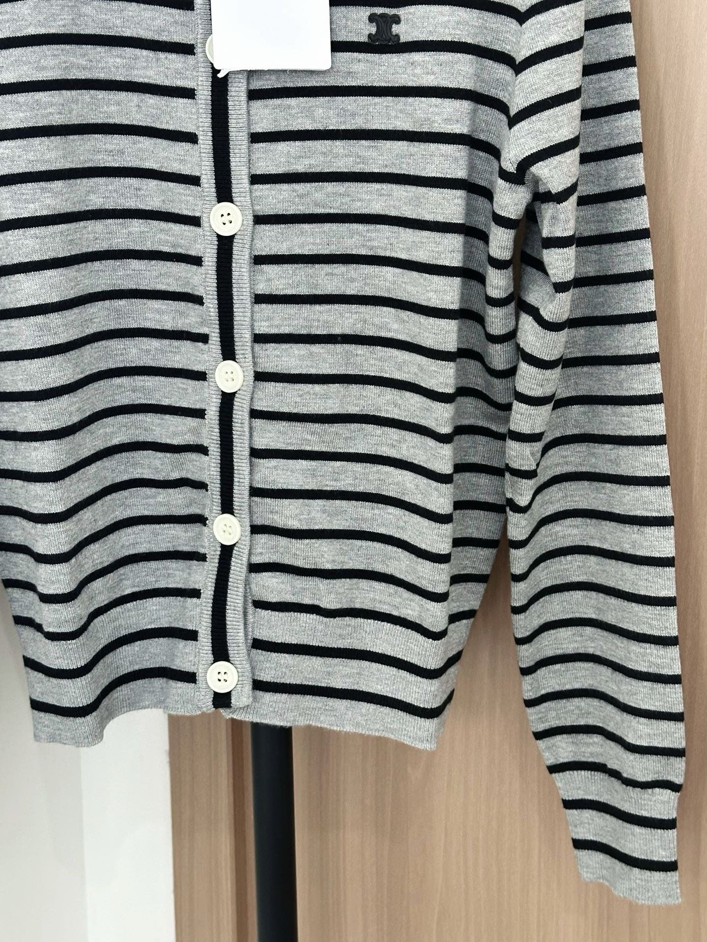Celine Striped Knit Cardigan with Logo Detail - Fashionable & Chic 5 i1756528461926 8321 0 3