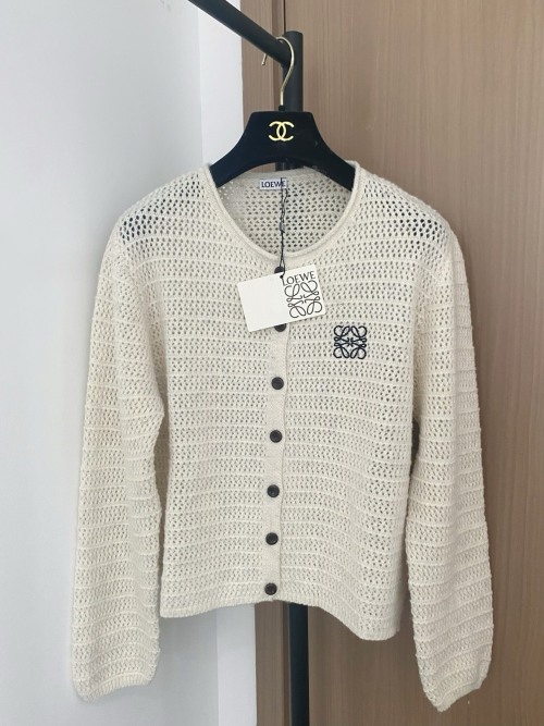 LOEWE Women's Cardigan with Embroidered Logo - Slim Fit, Casual Wear 1 LOEWE Women's Cardigan with Embroidered Logo - Slim Fit, Casual Wear