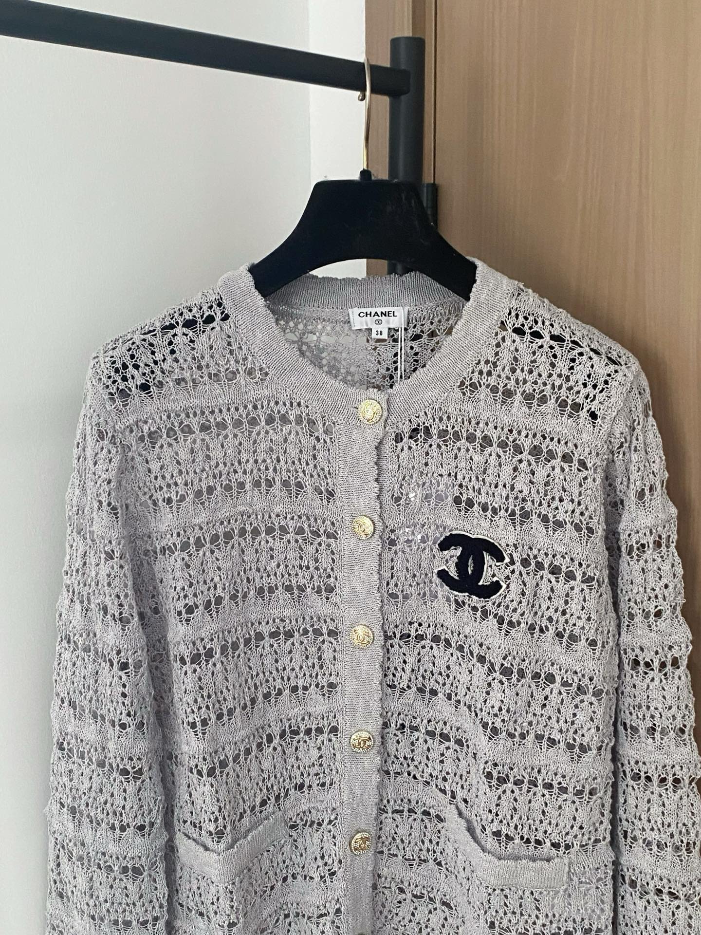 Chanel Women's Crochet Knit Cardigan with Logo - Breathable & Stylish 3 i1756528872889 8438 0 1