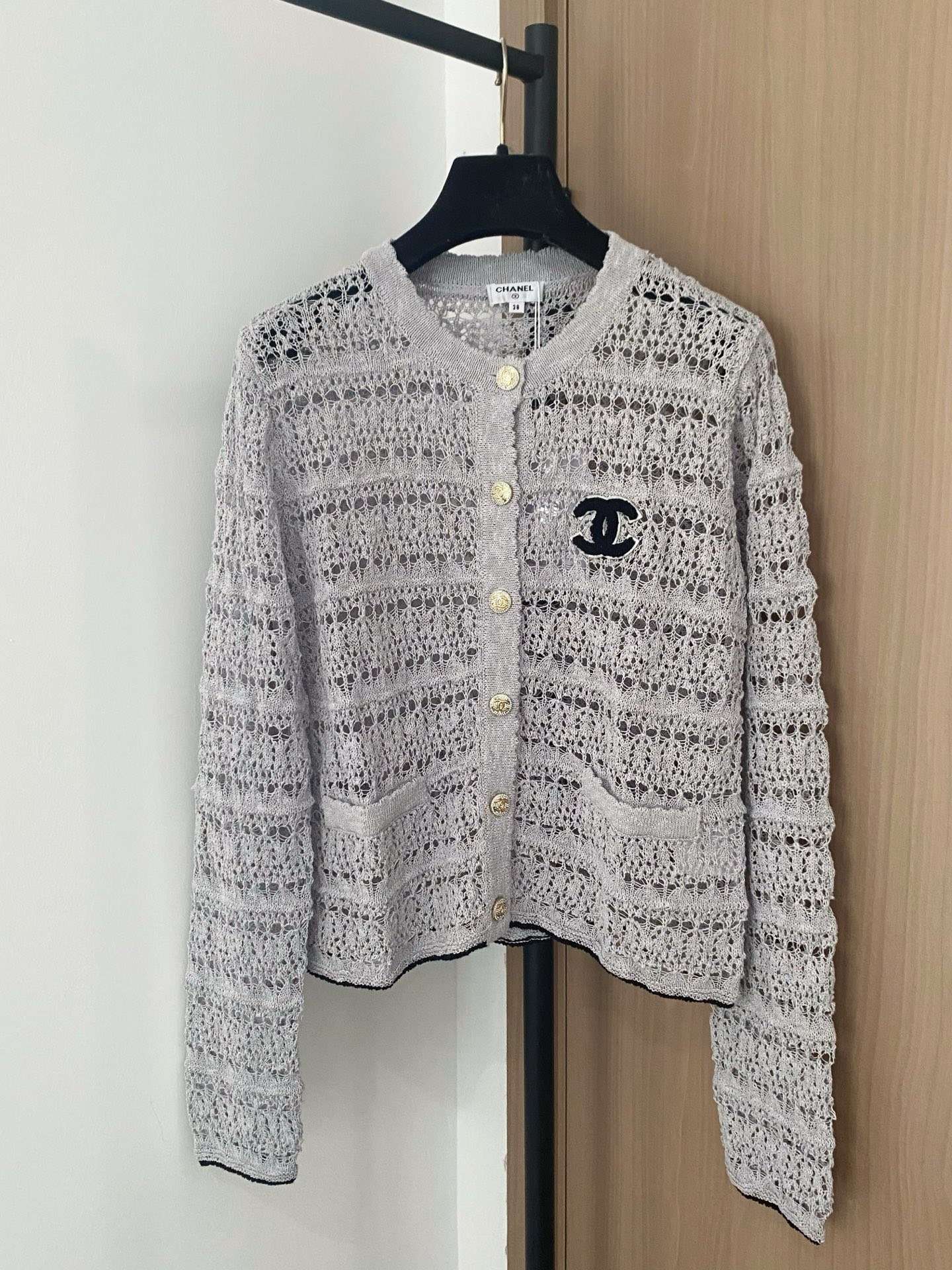 Chanel Women's Crochet Knit Cardigan with Logo - Breathable & Stylish 2 i1756528874934 3365 0 0