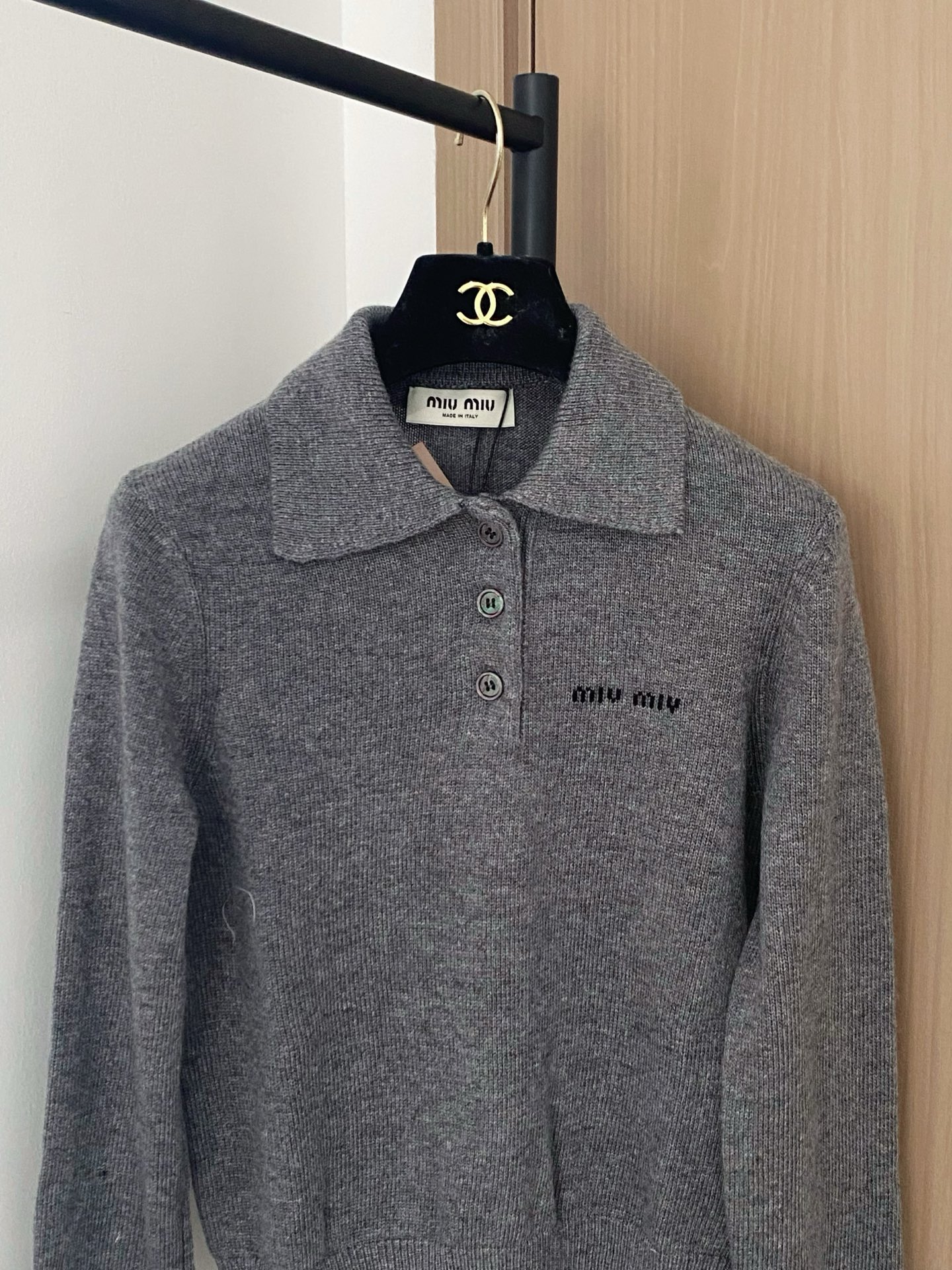 Miu Miu Women's Gray Long Sleeve Polo Shirt with Logo 3 i1756530408200 9932 0 1