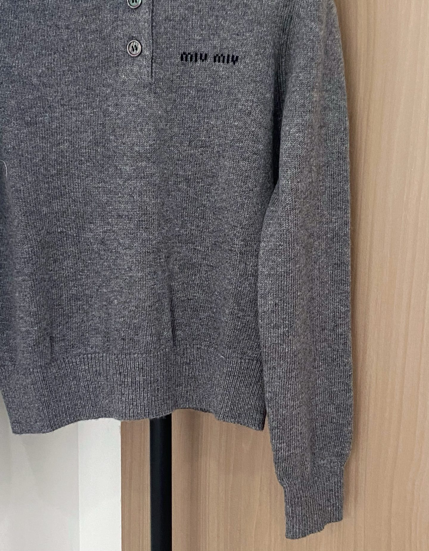 Miu Miu Women's Gray Long Sleeve Polo Shirt with Logo 5 i1756530408222 6188 0 3