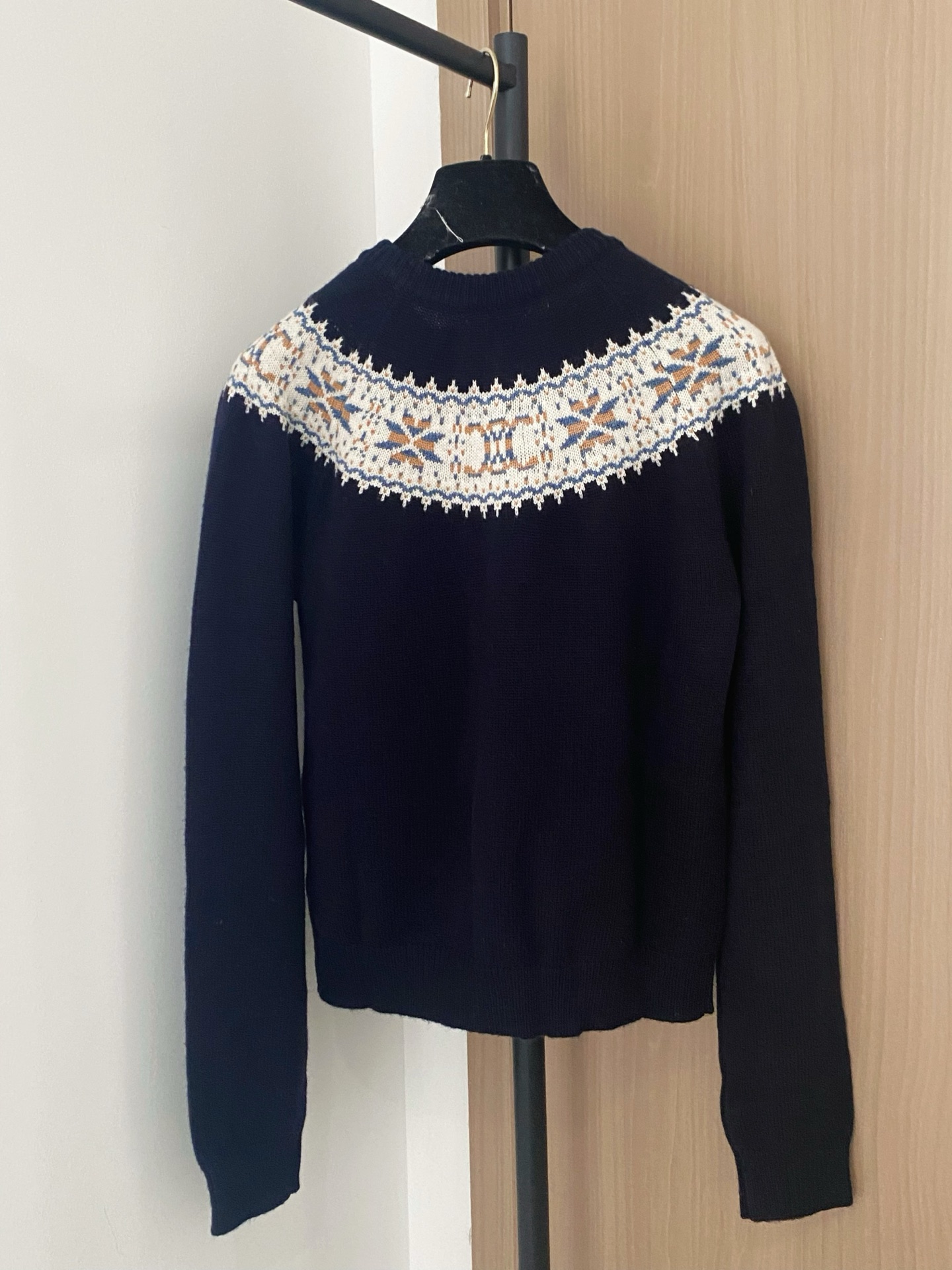 Celine Navy Cardigan with Patterned Yoke and Gold Buttons - Women's Size 36 7 i1756530888369 3211 0 5
