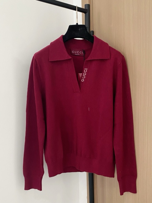 Gucci Women's Red Long Sleeve Polo Shirt with Logo Detail 1 Gucci Women's Red Long Sleeve Polo Shirt with Logo Detail