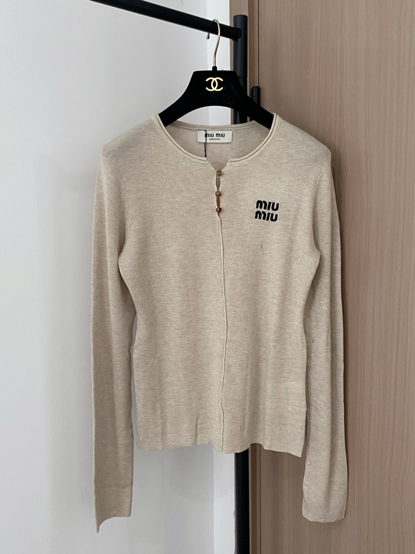 Miu Miu Women's Long Sleeve Logo Cardigan - Slim Fit, Timeless Style