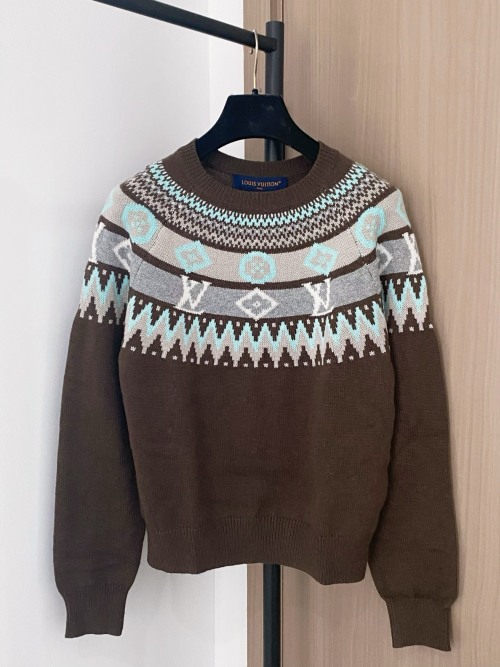 Louis Vuitton Women's Brown Patterned Long Sleeve Sweater, Size 36/38/40 1 Louis Vuitton Women's Brown Patterned Long Sleeve Sweater, Size 36/38/40