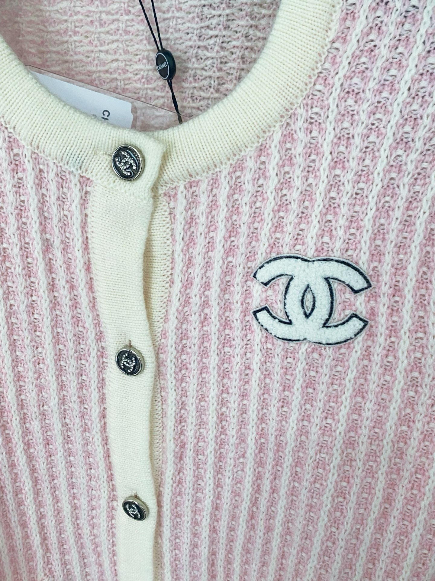 Chanel Women's Pink Knit Cardigan with Logo, Breathable Fabric, Size 36/38/40 7 i1760505050652 3529 0 4