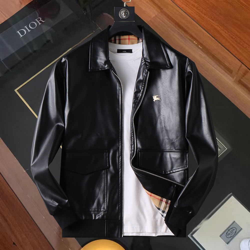 P320 Sitio web oficial de Burberry ¡mismo estilo! 2026 primavera y otoño nuevas chaquetas de cuero para hombres, ¡versi…