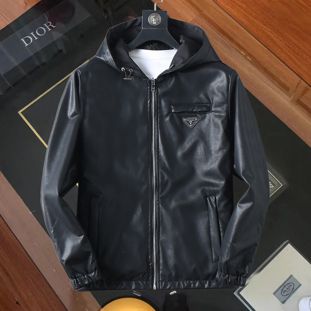 P380 Sitio web oficial de Prada ¡mismo estilo! 2026 primavera y otoño nuevas chaquetas de cuero para hombres, ¡versión …