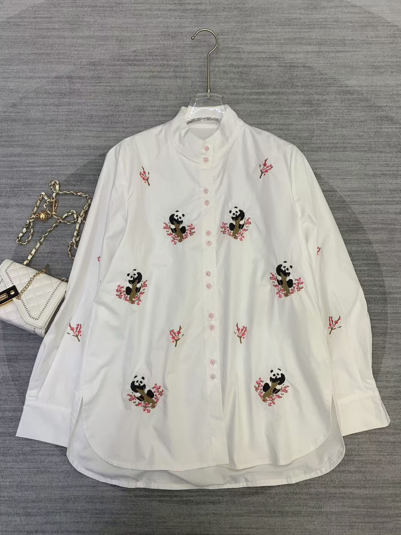 High-End Vanshi Women’s Clothing: Heavy-Colored Panda Shirts in Retro Style. - 图片 8