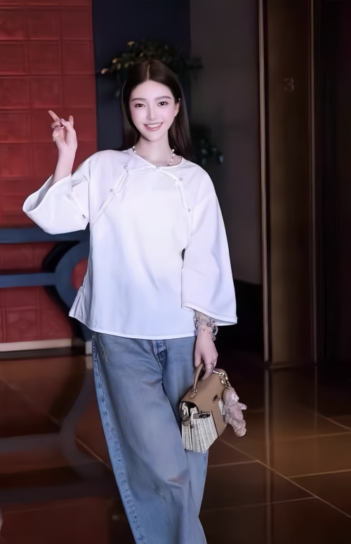 Elegant Chinese Style Top, Pearl Button Blouse,Unique & Comfortable 1 Elegant Chinese Style Top, Pearl Button Blouse,Unique & Comfortable