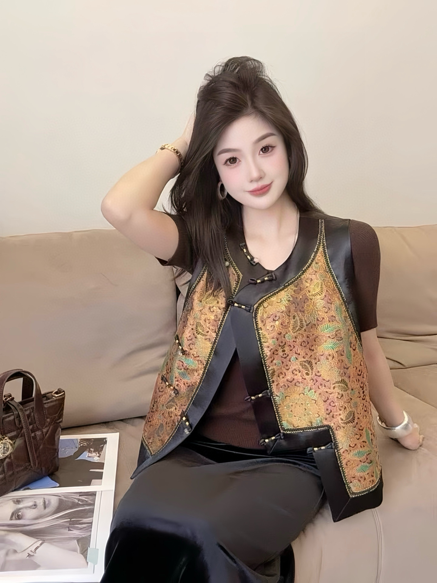 Elegant Jacquard Vest, Vintage Chinese Style Sleeveless Top, Stylish Outerwear 7 i1757354636974 7932 0 6