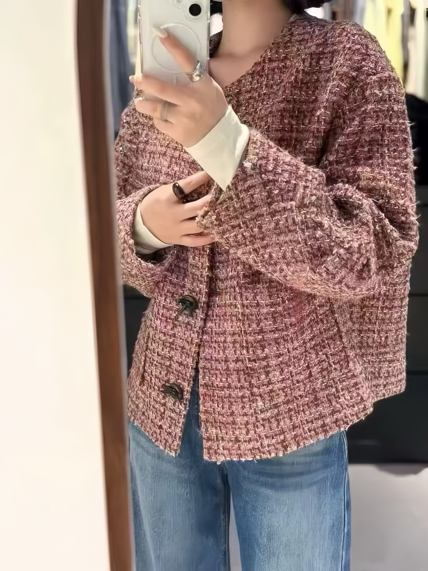 Elegant Retro Wool Blend Tweed Jacket - Stylish Outerwear for Women 4 i1758372124630 4440 0 2
