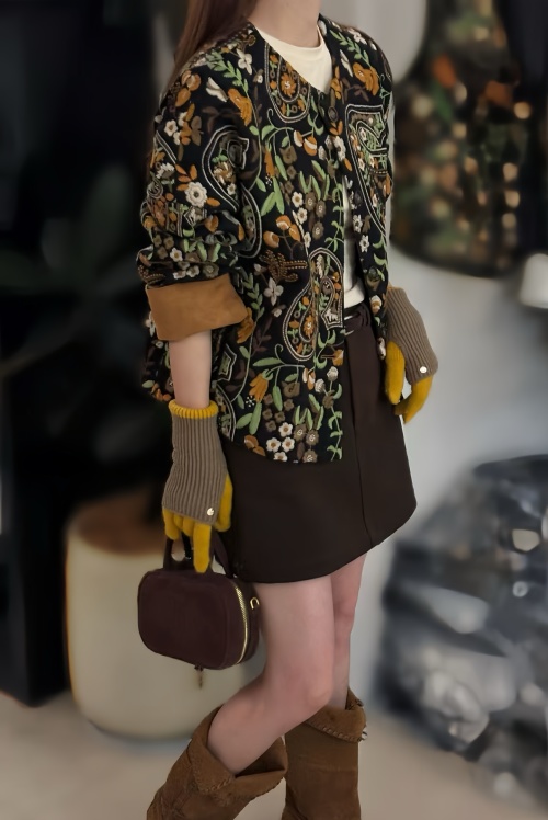 Embroidered Floral Print Jacket, Vintage Style Outerwear for Women, S-XL 1 Embroidered Floral Print Jacket, Vintage Style Outerwear for Women, S-XL