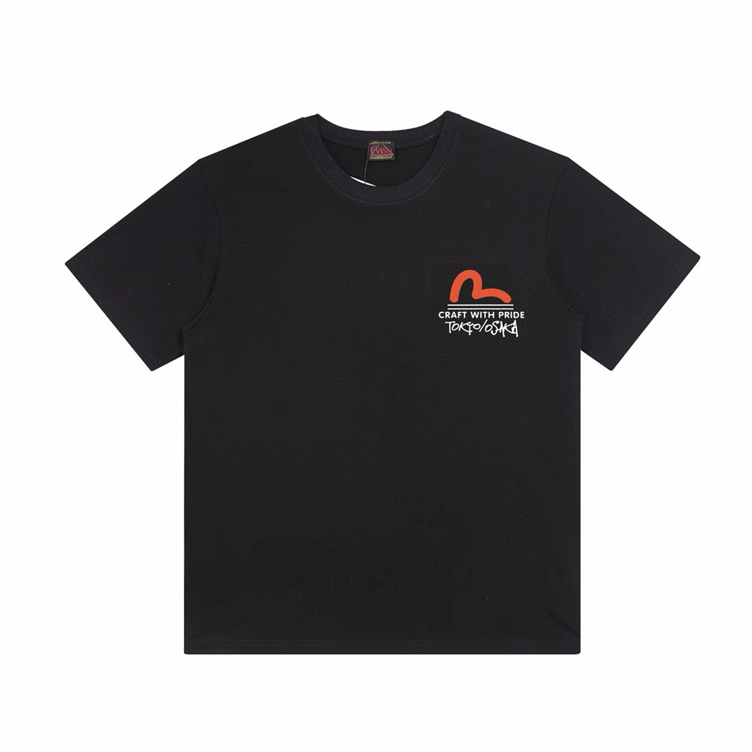 MDL N001 EVISU Short-Sleeve T-Shirts in Black and White, 32 Pieces, Sizes S-XL - 图片 2