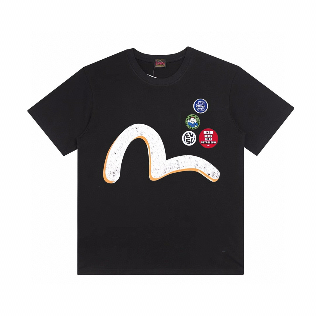 Evisu Short-Sleeve T-Shirts in Black and White, 32 Available Sizes S-XL