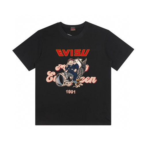 EVISU Men's Premium Cotton Graphic T-Shirt, Short Sleeve Crew Neck Tee 1 EVISU Men's Premium Cotton Graphic T-Shirt, Short Sleeve Crew Neck Tee