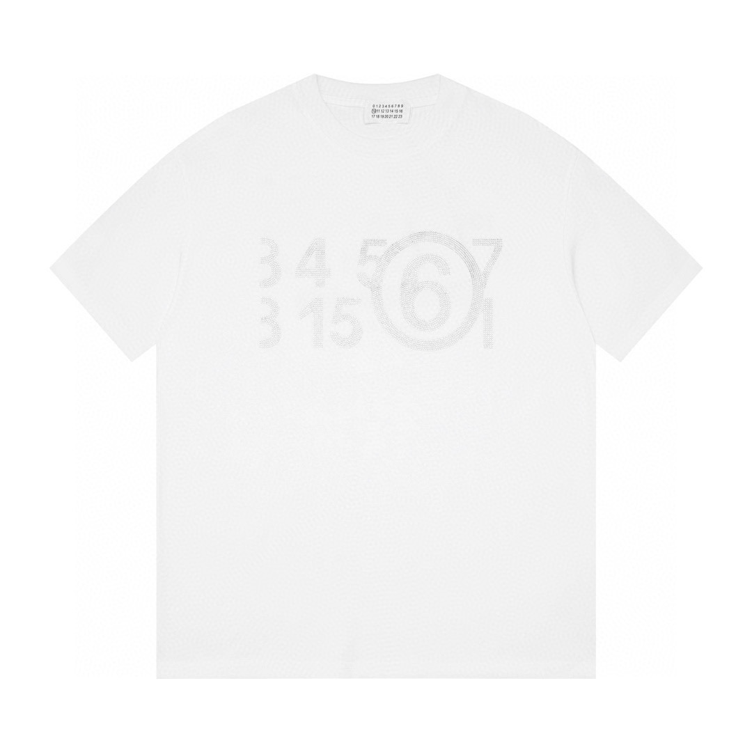 【MM6 Maquila】24ss nuevo estilo camiseta de manga corta con pedrería Maqui este año realmente muy popular detalles perfe…