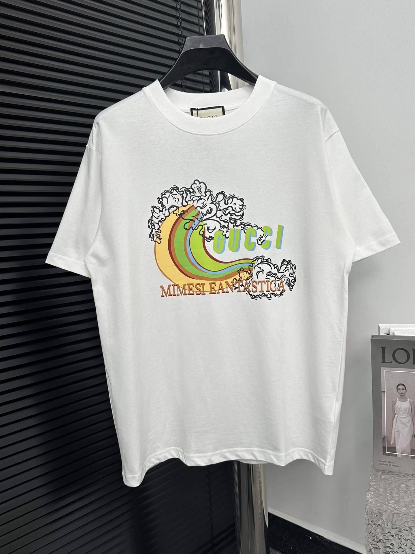 【Gucci】古驰24ss新款海浪印花短袖T恤 定制定染高克重原版面料，双纱纯棉面料，1-1工艺制作，宽松oversize版型，欧版大版型男女同款，区别市场版本 颜色：黑色 白色 尺码：XS-L
