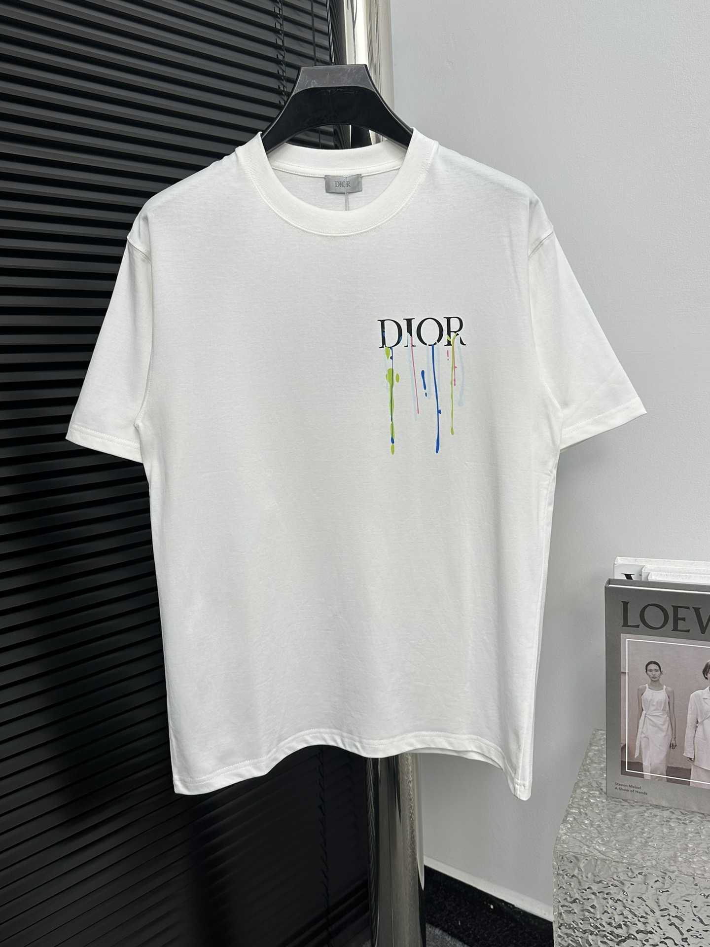 [Dl*R] Nueva camiseta de manga corta con logo de letra de Dior 2024. Tejido original. Tecnología de impresión digital d…