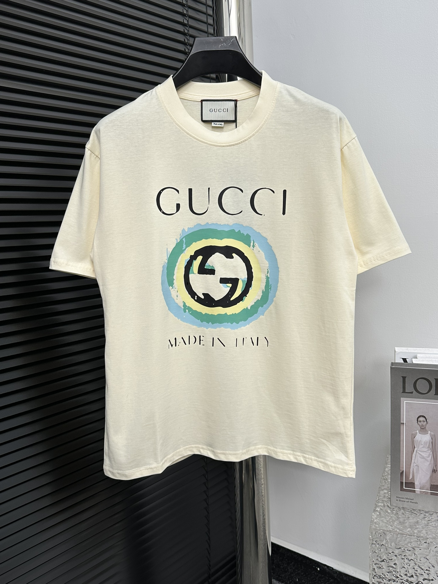 【 Gucci 】Gucci 2024 logo clásico camiseta de manga corta 260g tejido teñido en el mismo lote, tacto cómodo, última cole…