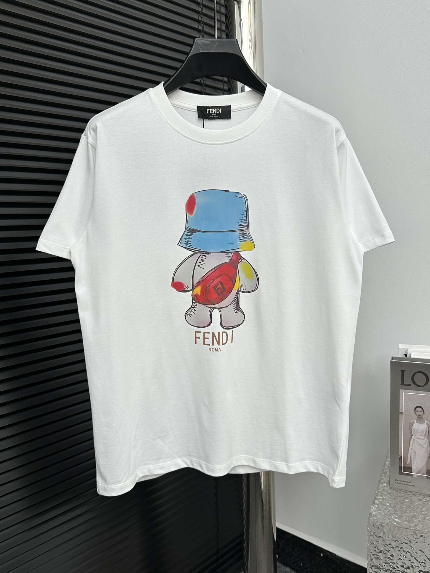 【Fendi】芬迪 24 primavera/verano última camiseta de manga corta para parejas, diseño de estampado de osito de co…