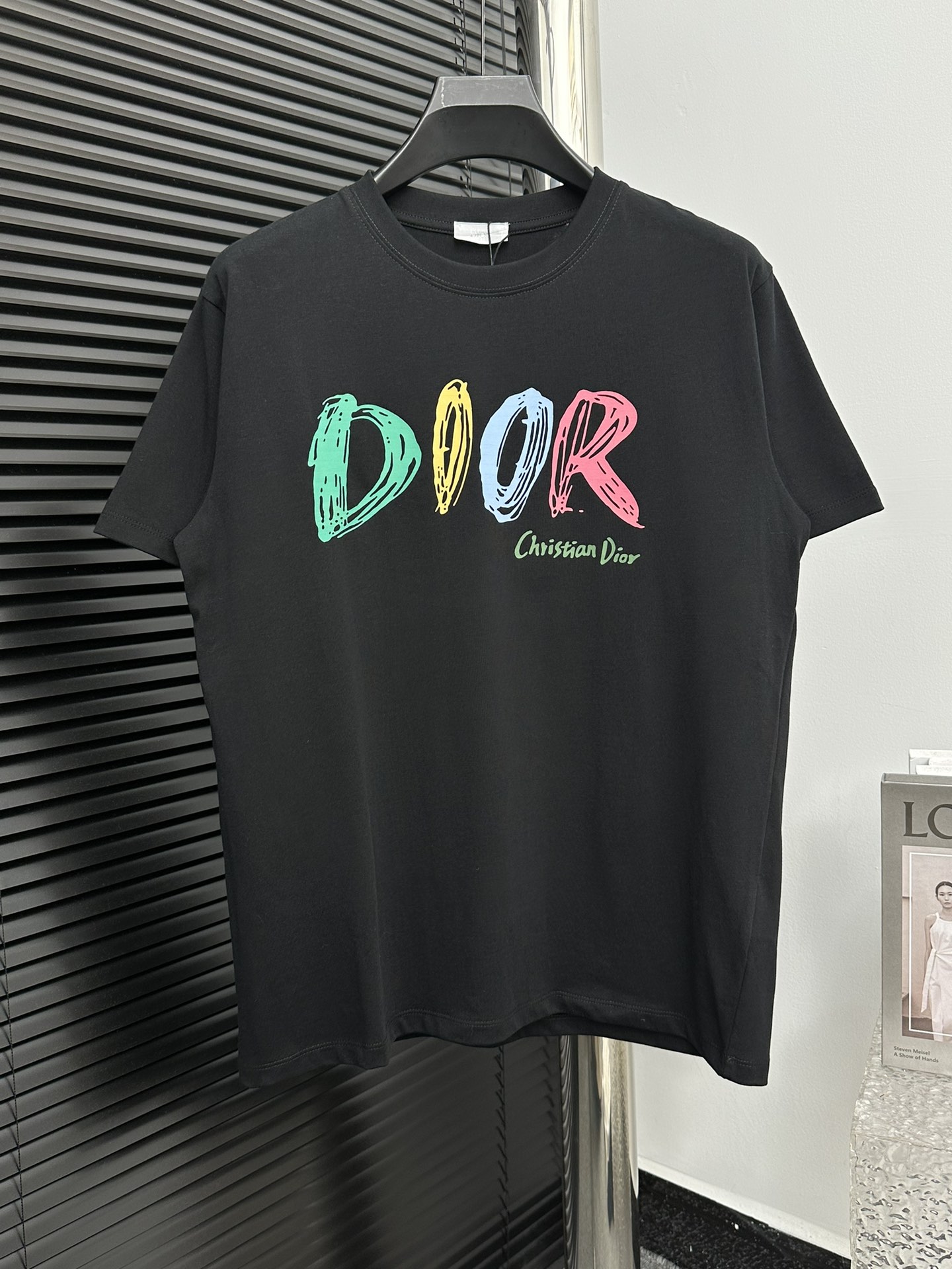 Dior Clothing T-Shirt Black Doodle White Printing Unisex Spring/Summer Collection Fashion Short Sleeve